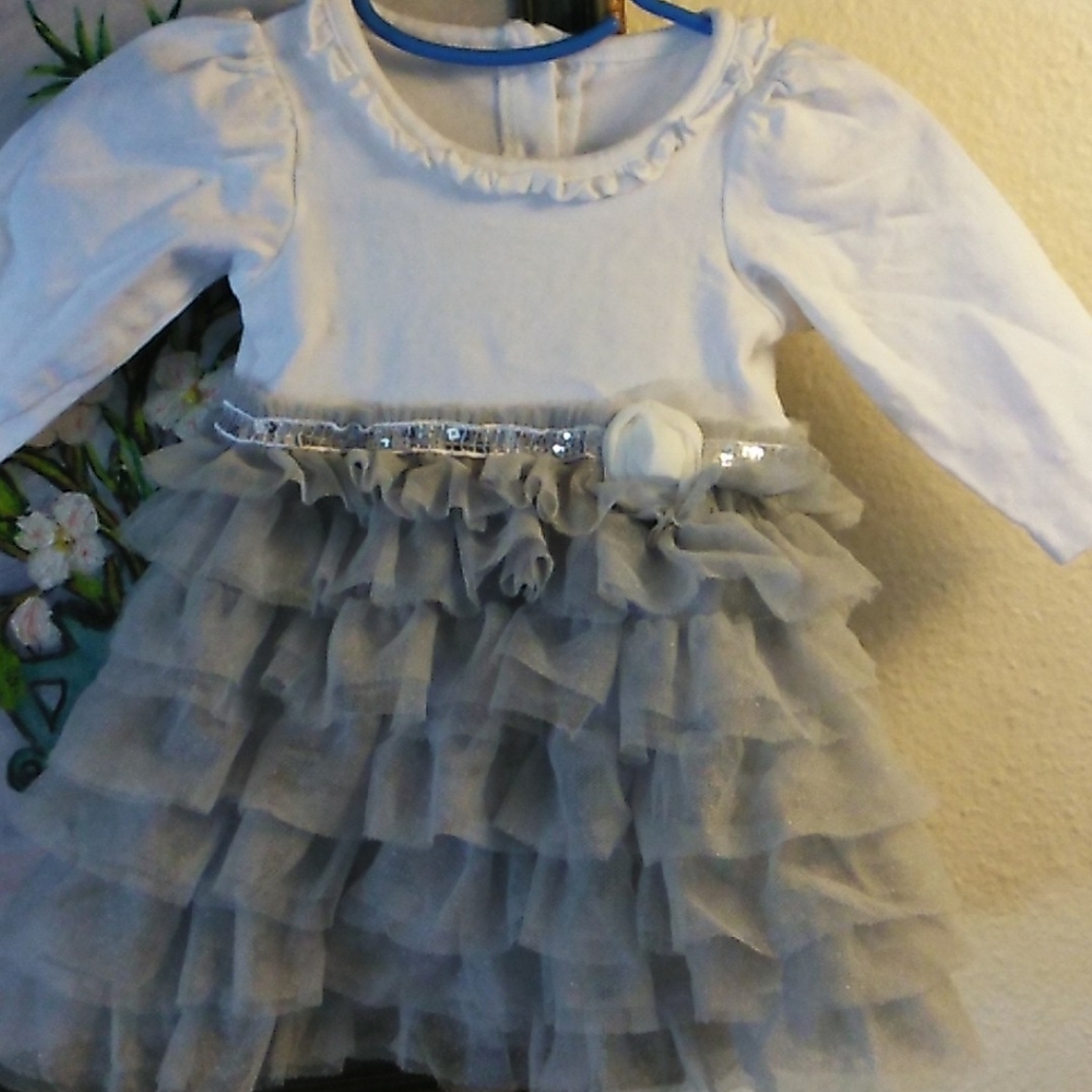 White dress with grey mesh tutu